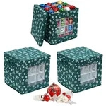 Relaxdays Weihnachtskugel Aufbewahrungsbox, 3er Set, HxBxT: 33 x 33 x 33 cm, Vlies,