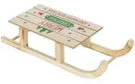 ECD Germany LED Deko Schlitten aus Holz mit warmwei&szlig;en LEDs, 42x16 cm, Natur-Braun,