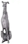 FineBuy Deko Design Dog aus Aluminium silbern Windhund Skulptur Hundestatue