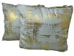 Jet-Line 2-er Deko Kissen Set Grau Gold 40x40 cm Sofakissen f&uuml;r Indoor mit F&uuml;llung