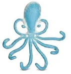 Relaxdays Wandhaken Oktopus, 6 Garderobenhaken, Gusseisen, HBT 16,5 x 15,5 x 4 cm,