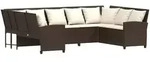 vidaXL Gartensofa mit Kissen Braun Poly Rattan