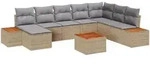vidaXL 9-teiliges Garten Sofa Set mit Kissen Beige Poly Rattan Akazie