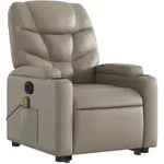 vidaXL Massagesessel mit Aufstehhilfe Elektrisch Cappuccino Kunstleder