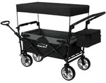 Bollerwagen faltbar mit Dach und Tasche Schwarz/Grau belastbar bis 120 kg Hauki