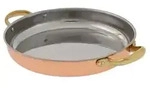 Bratpfanne, Kupferpfanne mit Griffen - aus Kupfer und Messing, 28cm