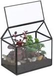 Relaxdays Pflanzenterrarium, Glas & Kupfer, 15x15x10 cm, Deko Glashaus Kakteen &
