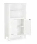 Relaxdays Badezimmerschrank wei&szlig; LAMELL, Badschrank aus Bambus, Telefonschrank, HBT: