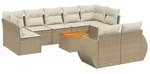 vidaXL 10-tlg. Garten-Sofagarnitur mit Kissen Beige Poly Rattan