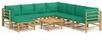 vidaXL 9-tlg. Garten-Lounge-Set mit Gr&uuml;nen Kissen Bambus