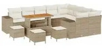 vidaXL Garten-Sofa-Set H&ouml;henverstellbar 13 pcs Beige Poly-Rattan