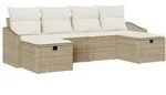 vidaXL Garten-Sofa-Set mit Kissen 6 pcs Beige Poly Rattan