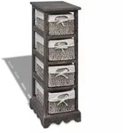 vidaXL Holz-Schr&auml;nkchen mit 4 Flechtk&ouml;rben Braun