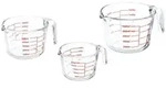 Relaxdays Messbecher Set, 3-teilig, Glasmessbecher 250 ml, 500 ml, 1l,