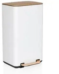 Abfallsammler / M&uuml;lleimer CLEAN NATURA 30L Holzoptik Stahl creme/walnuss hjh...
