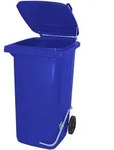 BRB 240 Liter M&uuml;lltonne/M&uuml;llgro&szlig;beh&auml;lter, blau, mit Fu&szlig;pedal f&uuml;r handfreie