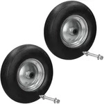 ECD Germany Schubkarrenrad 2er Set PU Vollgummi 4.80/4.00-8, pannensicher, &Oslash;390 mm,