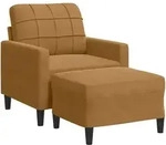 vidaXL Sessel mit Hocker Braun 60 cm Samt