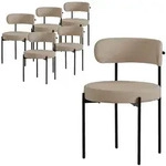 ML-Design Esszimmerst&uuml;hle 6er-Set Braun &ndash; K&uuml;chenst&uuml;hle aus Teddystoff mit