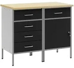 vidaXL 2-teiliges Werkstattschrank-Set in Schwarz und Grau aus Holzwerkstoff und