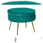 SalesFever Sitzpouf | rund | Bezug Samt-Stoff gr&uuml;n | Gestell Metall goldfarben...