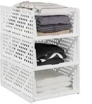 Relaxdays Schrank Organizer 3er Set, stapelbare Kleiderschrank Aufbewahrungsboxen, 18