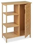 Relaxdays Badschrank Bambus, 3 offene Ablagen & Schrankfach, HBT: 87,5 x 67 x 33 cm,