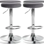 CLP 2er Set Barhocker Ponte Samt dunkelgrau/Metall in Chromoptik