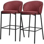 ML-Design Barhocker 2er Set Rot 76 cm, Stoffbezug, gepolstert, Metallgestell,