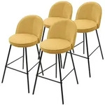 ML-Design Barhocker 4er Set Senf, Stoffbezug, H75 cm, gepolsterte Barst&uuml;hle mit