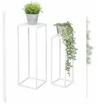 DanDiBo Blumenhocker Metall Wei&szlig; Eckig Blumenst&auml;nder Beistelltisch 96482 2er...