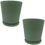 Relaxdays Blumentopf, 2er Set, Pflanztopf mit Untersetzer, Rillen, H x D: 20 x 20 cm,