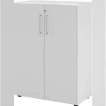 b&uuml;m&ouml; Aktenschrank abschlie&szlig;bar, B&uuml;roschrank Holz 80cm breit in Wei&szlig;/Grau -
