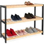Relaxdays Schuhregal, HxBxT: 55 x 70 x 26 cm, Bambus, 3 Ebenen, 9 Paar Schuhe,