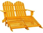 vidaXL Adirondack-Gartenbank 2-Sitzer mit Fu&szlig;teil Tannenholz Orange
