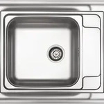 Einbausp&uuml;lbecken Chrom eckig 63 cm Edelstahl mit Raumsparsiphon