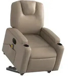 vidaXL Massagesessel mit Aufstehhilfe Elektrisch Cappuccino Kunstleder