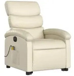 vidaXL Massagesessel mit Aufstehhilfe Elektrisch Creme Kunstleder