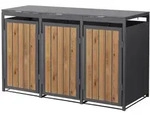 ML-Design M&uuml;lltonnenbox 3er Anthrazit-Holzoptik, wetterfeste M&uuml;lltonnenverkleidung,