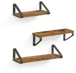 Relaxdays Wandregal, 6er Set, 3 Gr&ouml;&szlig;en: 30, 35, 40 cm Breite, Holzoptik & Metall,