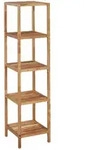 Relaxdays Badregal Walnuss, HBT 145 x 36 x 36 cm, 5 Ablagen, quadratisch, Standregal