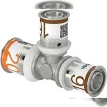 Uponor T-St&uuml;ck S-Press PLUS reduziert aus Messing, verzinnt 20x16x16mm