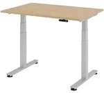 b&uuml;m&ouml; elektrisch h&ouml;henverstellbarer Schreibtisch 120x80 cm in Eiche, Gestell...
