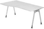 b&uuml;m&ouml; manuell h&ouml;henverstellbarer Schreibtisch 180x100 cm in wei&szlig; - PC Tisch