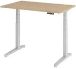 b&uuml;m&ouml; elektrisch h&ouml;henverstellbarer Schreibtisch 120x80 cm in Eiche, Gestell...