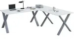 VCM Schreibtisch Lona Silber / Wei&szlig; H. 76 x B. 190 x T. 190 cm