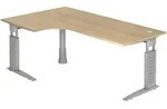 b&uuml;m&ouml; h&ouml;henverstellbarer Eckschreibtisch U-Serie 200x120 Eiche, Gestell in...