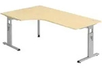 b&uuml;m&ouml; h&ouml;henverstellbarer Eckschreibtisch O-Serie 200x120 cm in Ahorn, Gestell...