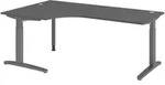 b&uuml;m&ouml; Eckschreibtisch h&ouml;henverstellbar 200x120 cm in graphit, Metallgestell in