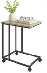 Relaxdays Beistelltisch mit Rollen, HBT: 68 x 50 x 35 cm, MDF, Metall, C-Form,
